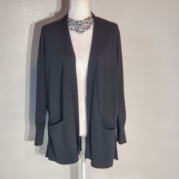 TERRA & SKY CARDIGAN COLOR BLACK LONG SLEEVE POLY/MODAL SIZE 1X - Picture 1 of 8